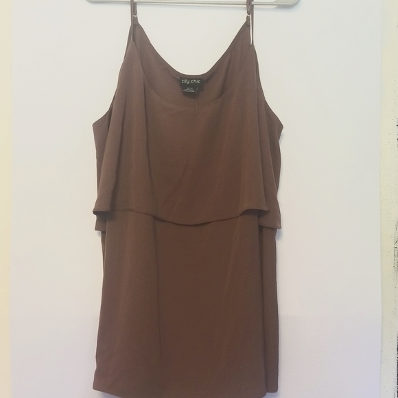 Mauve Sleeveless Cami Sweet Tier Satin Top - Picture 7 of 7